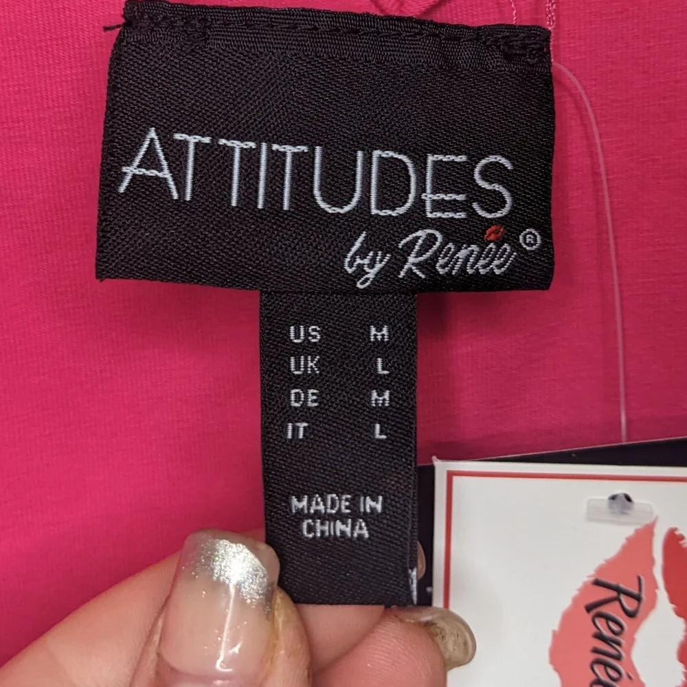 NWT Attitudes by Renee Pink Reversible V-Neck/Crew Neck T-Shirt - Size M πΈπ - Picture 4 of 12